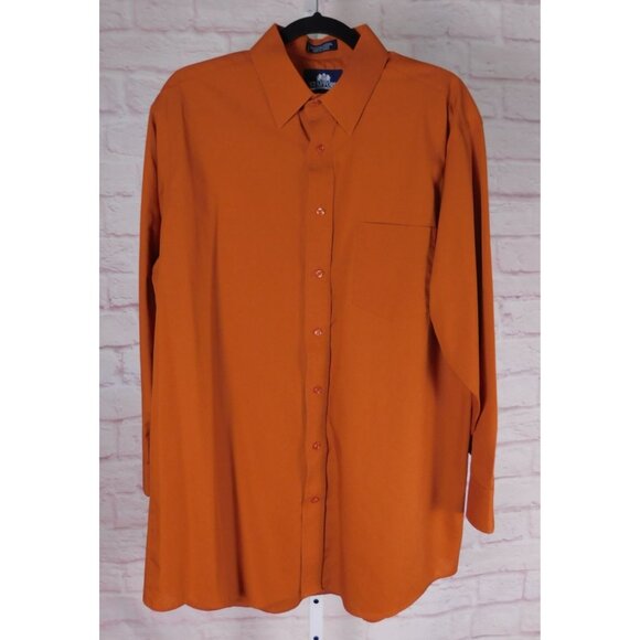 SALE Stafford Men's Wrinkle-Free Button-Up Shirt Orange 16.5 32-33 Retro Style - Picture 1 of 9